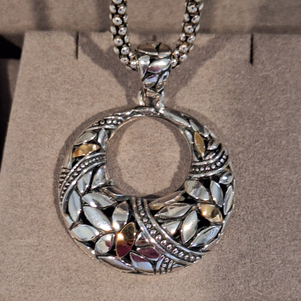Samuel B. 18K & Silver Leaf Design Necklace